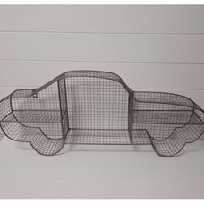 Car Shaped Galvanized Steel Wired Wall Hanging Shelf Wrought Iron Wall Art Decor