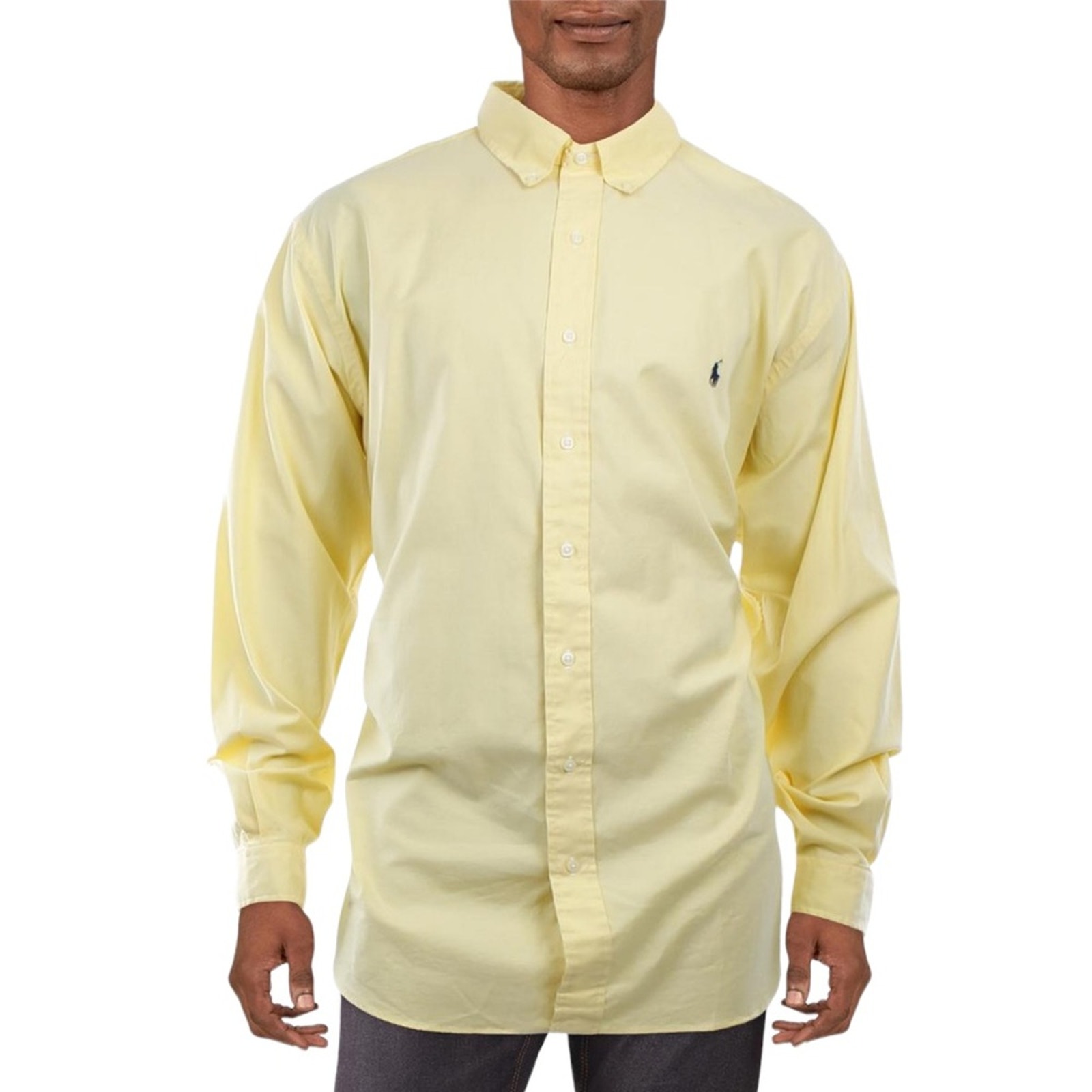 Ralph Lauren Preppy Yellow Classic Fit Big & Tall Dress Shirt 17 34/35 Like New