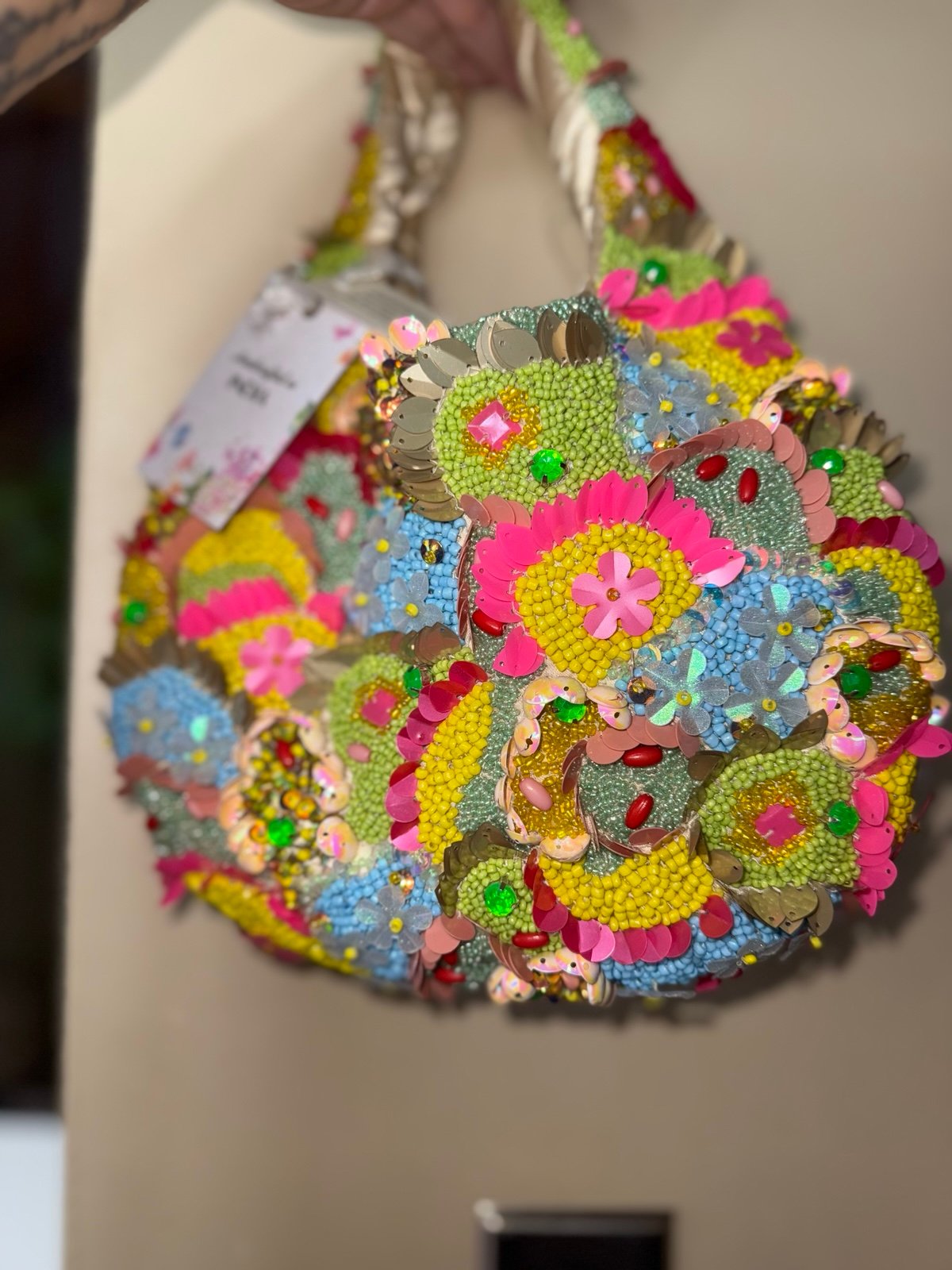 VIRAL! Beaded Colorful Pastel Floral Bag, BNWT