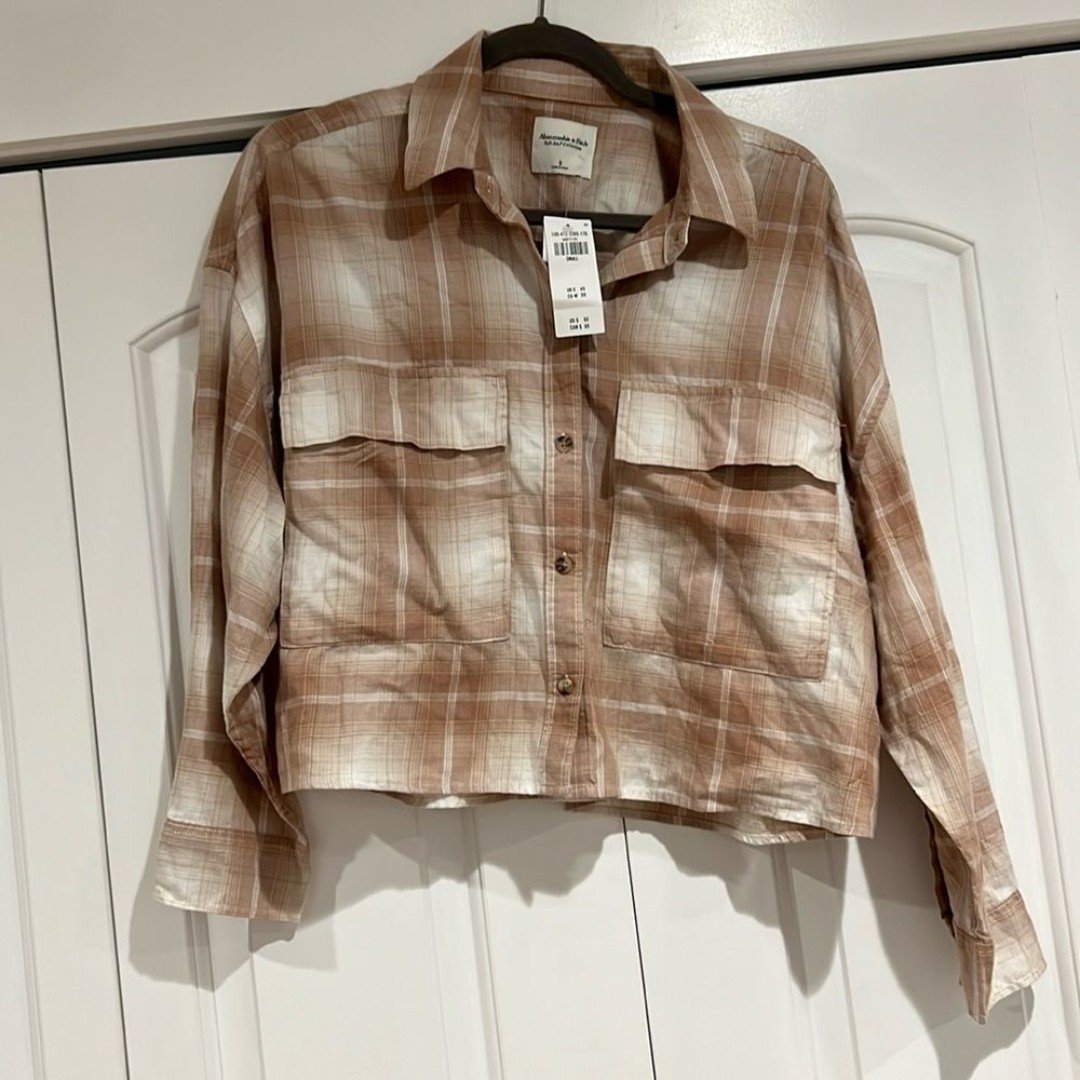 Abercrombie & fitch soft a&f collection cropped flannel size small NWT