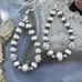 Native American Sterling 5-7 mm Navajo Pearl Beads with CZ Dangle Hoop Earrings