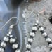 Native American Sterling 5-7 mm Navajo Pearl Beads with CZ Dangle Hoop Earrings
