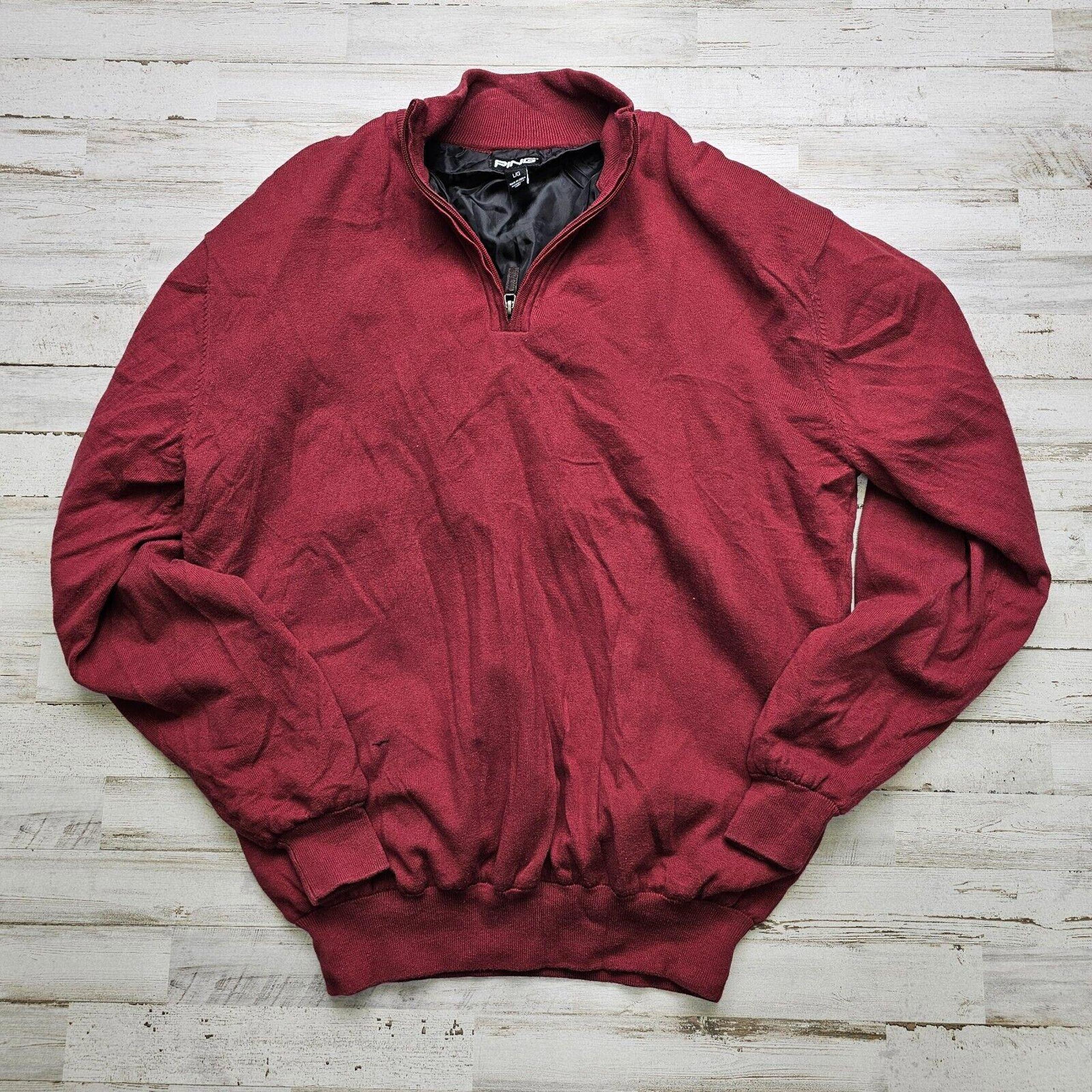 Ping solid red Men's LG Golf Windbreaker 1/4 Zip Pullover Jacket - Lined