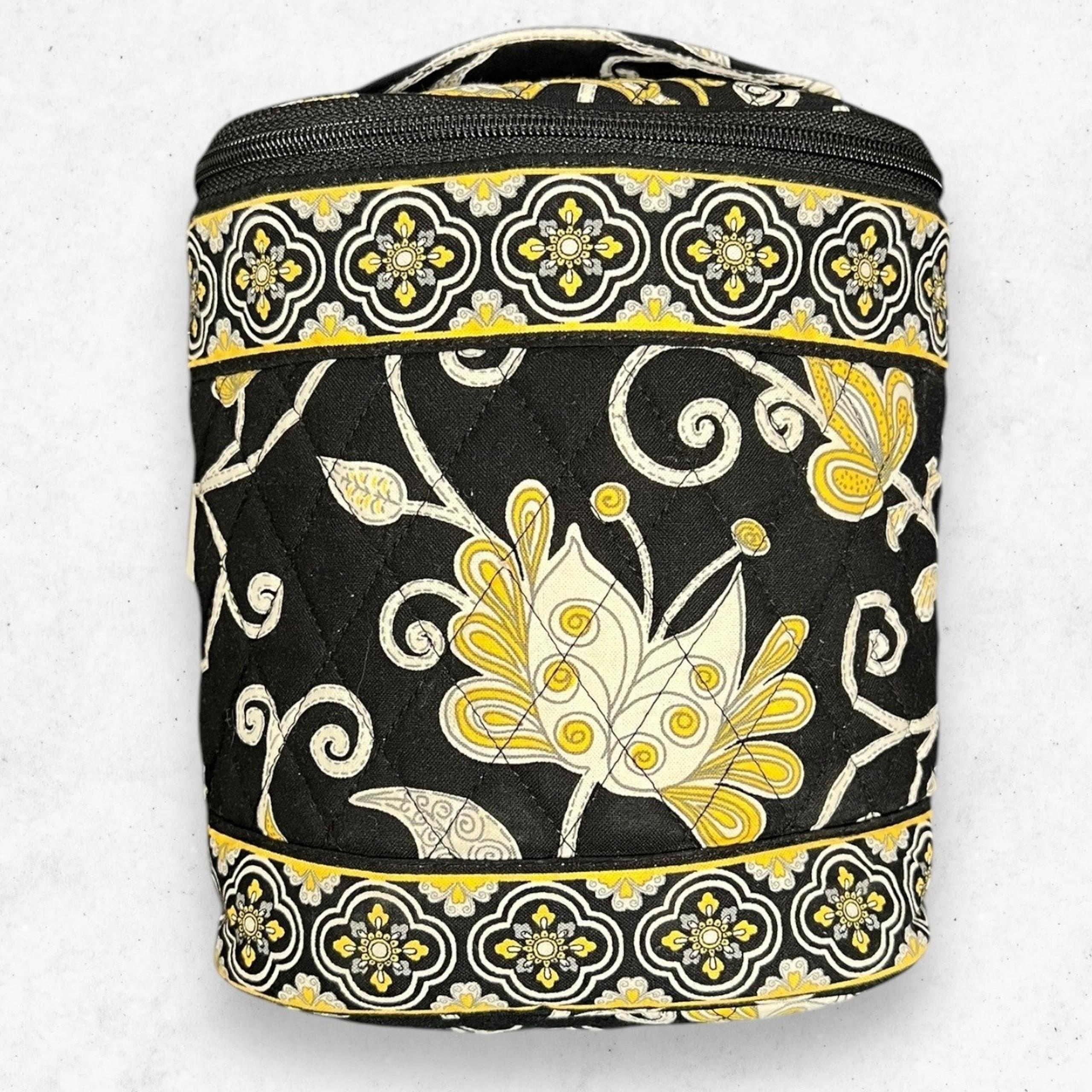 Vera Bradley Vintage Pattern Yellow Bird Lunch Bag Vinyl Bag Lined Zip Around