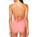 Jessica Simpson Swimwear One-piece Cutout Braided Jacquard Bathing Suit Pink S