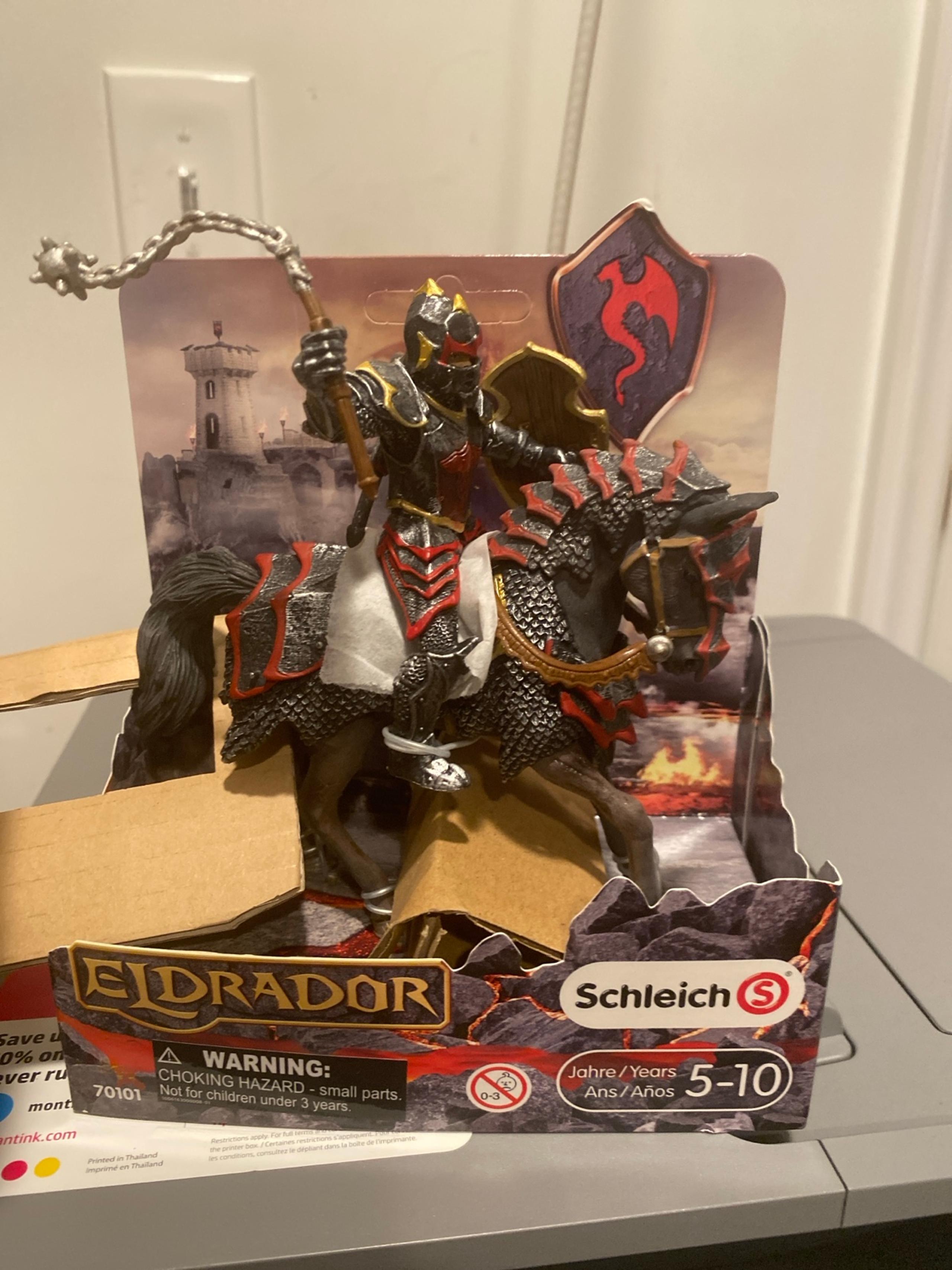New Schleich Eldrador dragon knight with flail on horse action figure