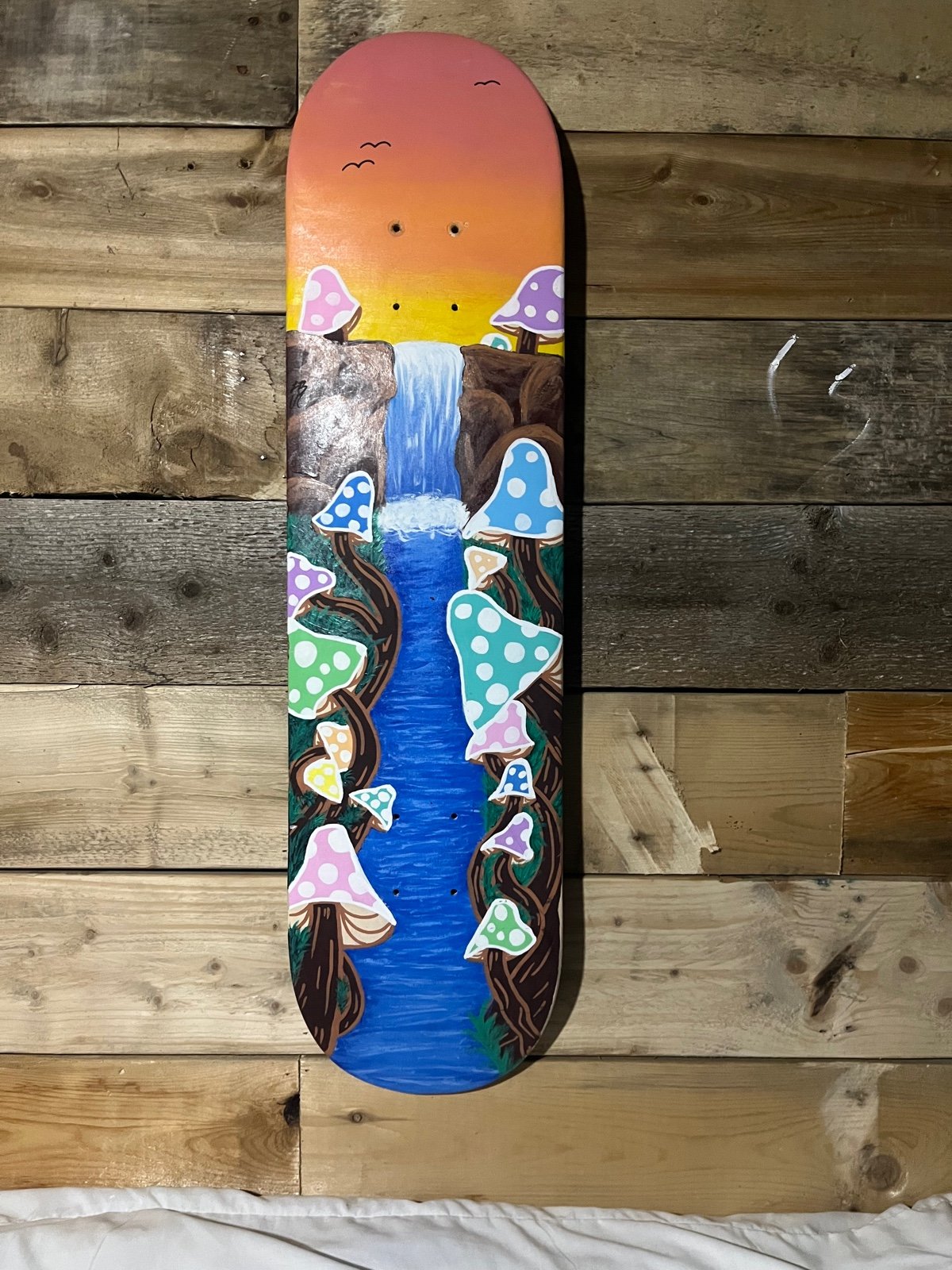 Custom painted waterfall skateboard