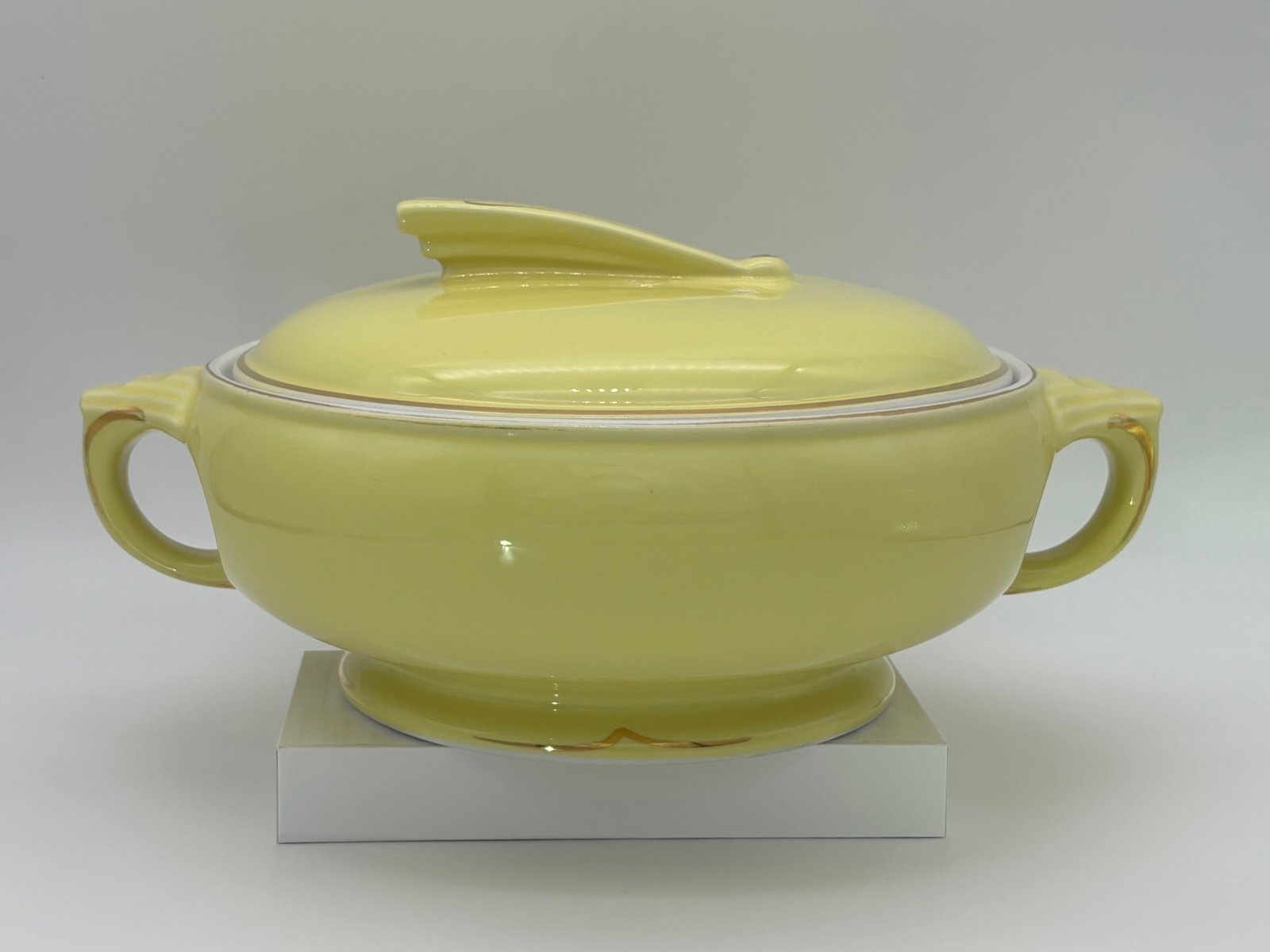 RARE Vintage Hall Canary Yellow Sundial Pottery Dish
