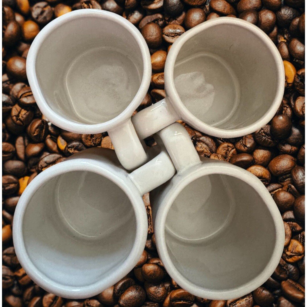 Rae Dunn Magenta Set of Four 4oz Espresso Demitasse Cups GULP SLURP SIP DRINK