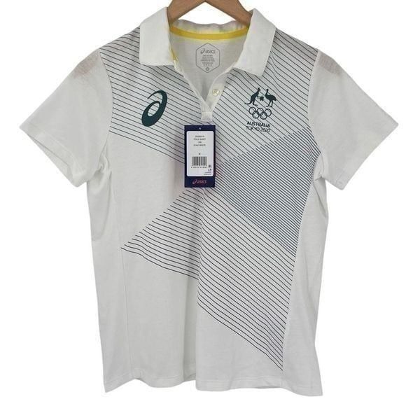 ASICS Australian Tokyo 2020 Olympic National Team Polo Shirt Women Medium White
