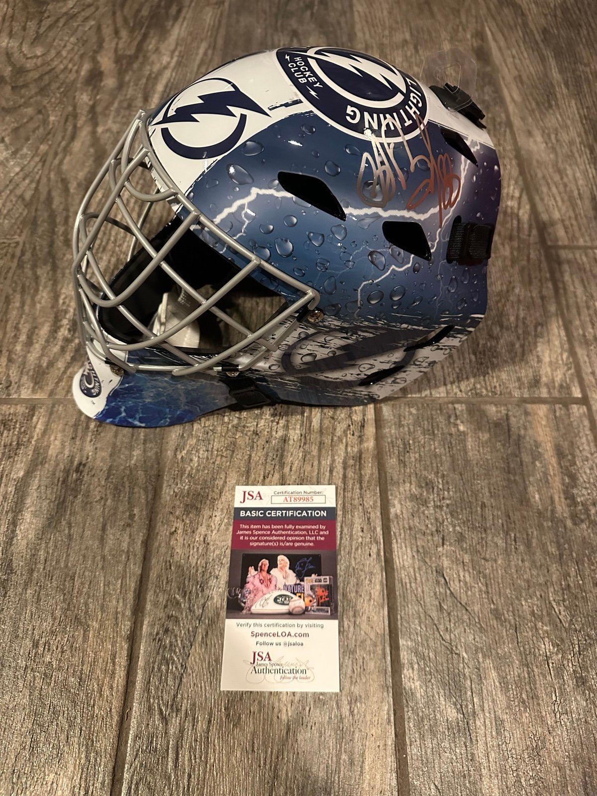 ANDREI VASILEVSKIY SIGNED TAMPA BAY LIGHTNING F/S GOALIE MASK JSA COA HELMET