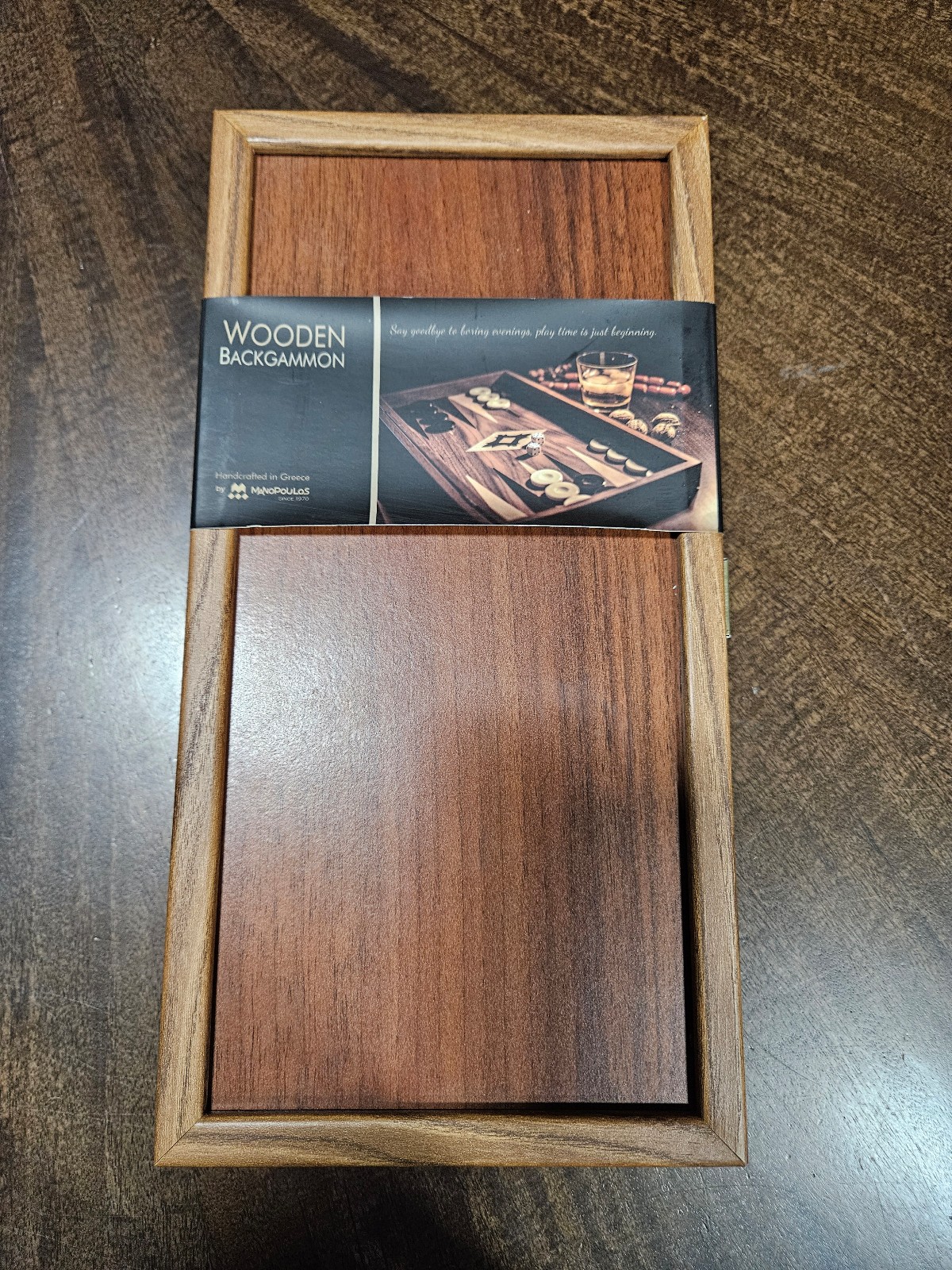 Monopoulos Wooden Walnut Backgammon Set