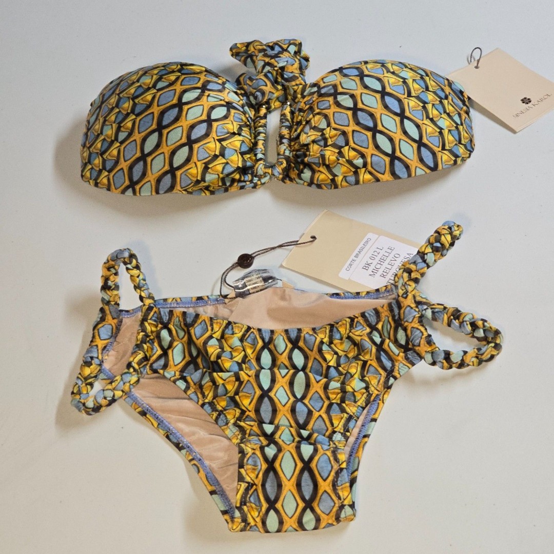 NWT Sinesia Karol Brazilian Cut Bikini Geometric Design Size Large