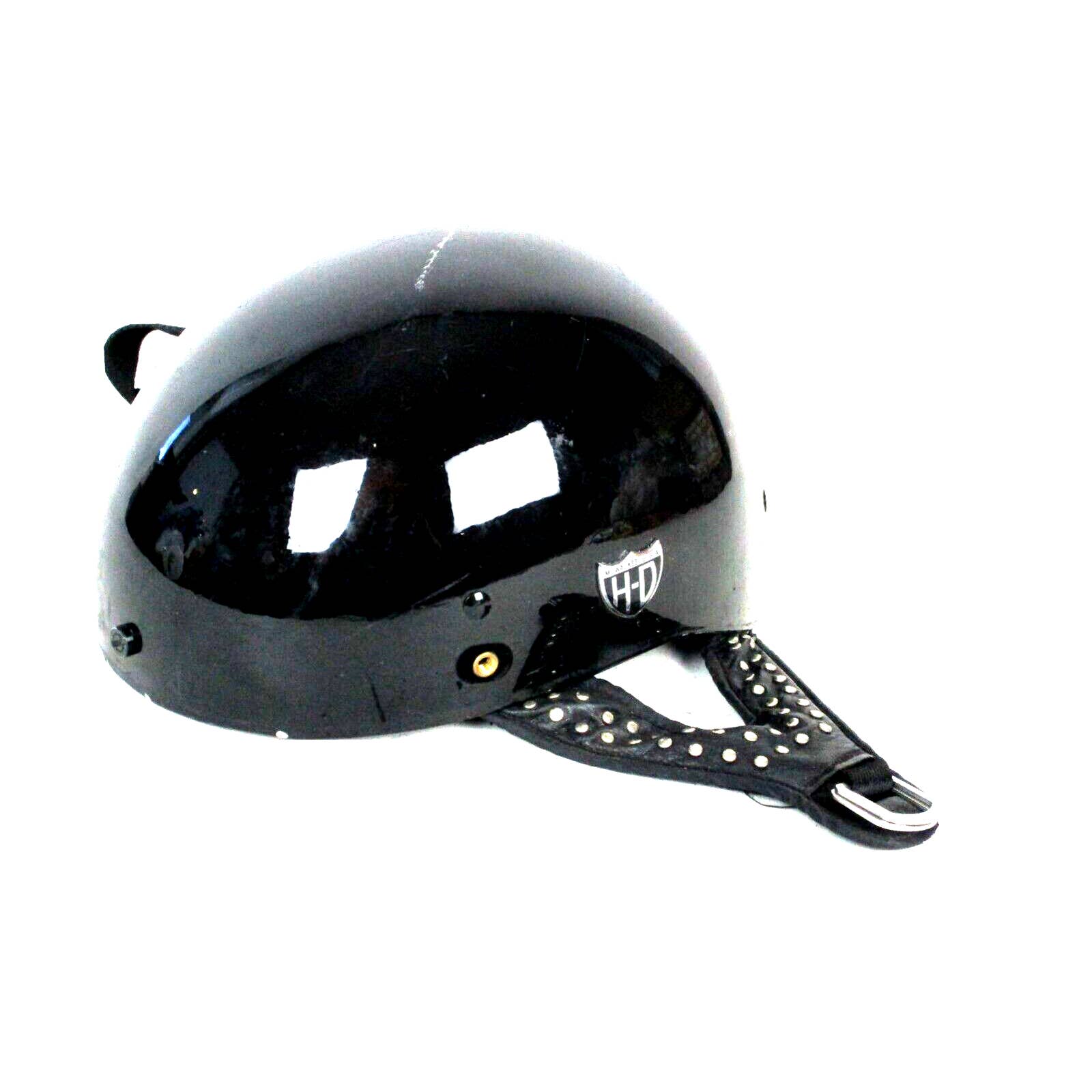 Harley Davidson Half Helmet Black Emblem DOT Studs Shiny Size Small 55-56 CM