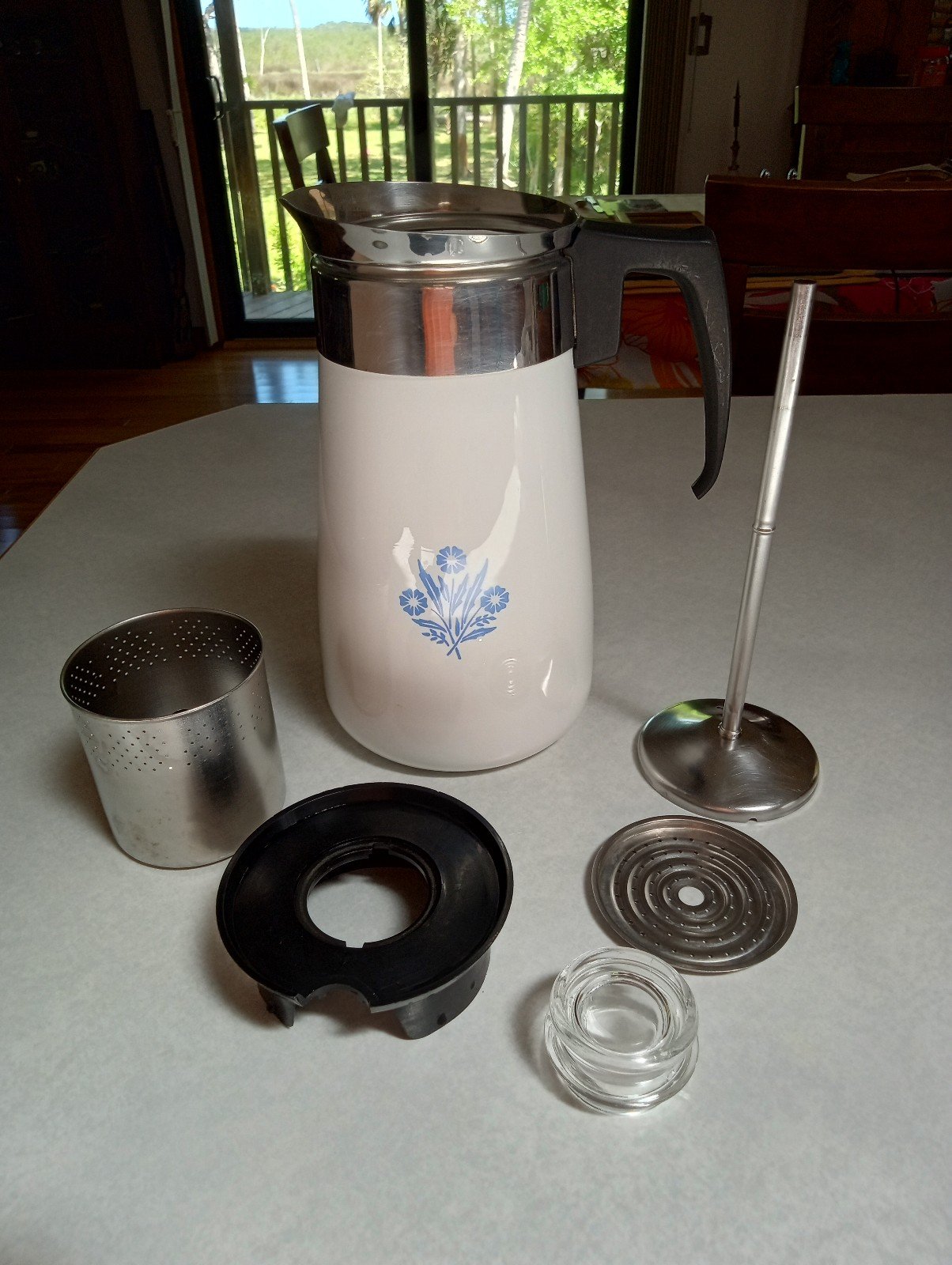 Corning Cornflower 9 Cup Stovetop Percolator Coffee Maker