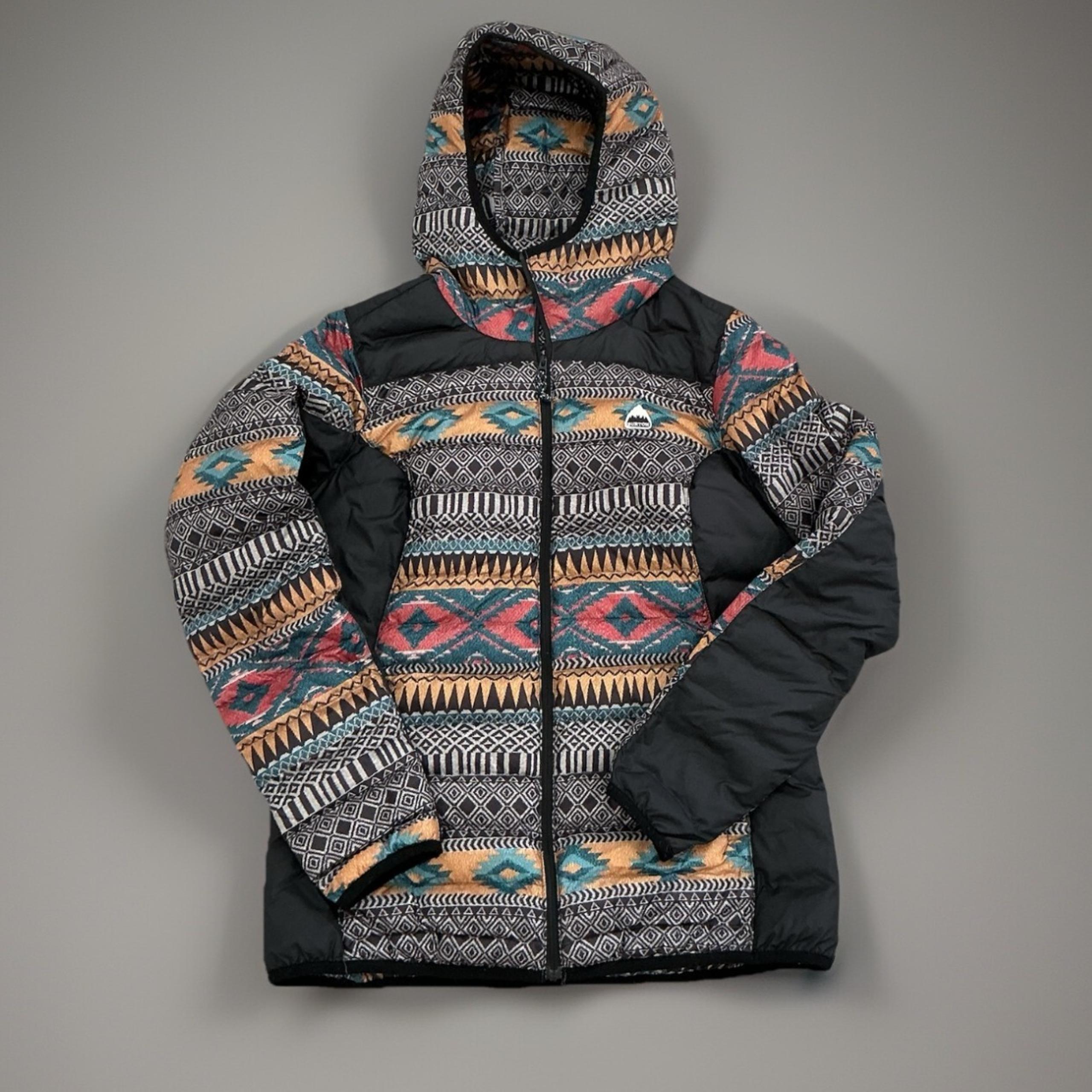 Burton Puffer Jacket Hooded Aztec Print Lightweight Coat Winter Size S