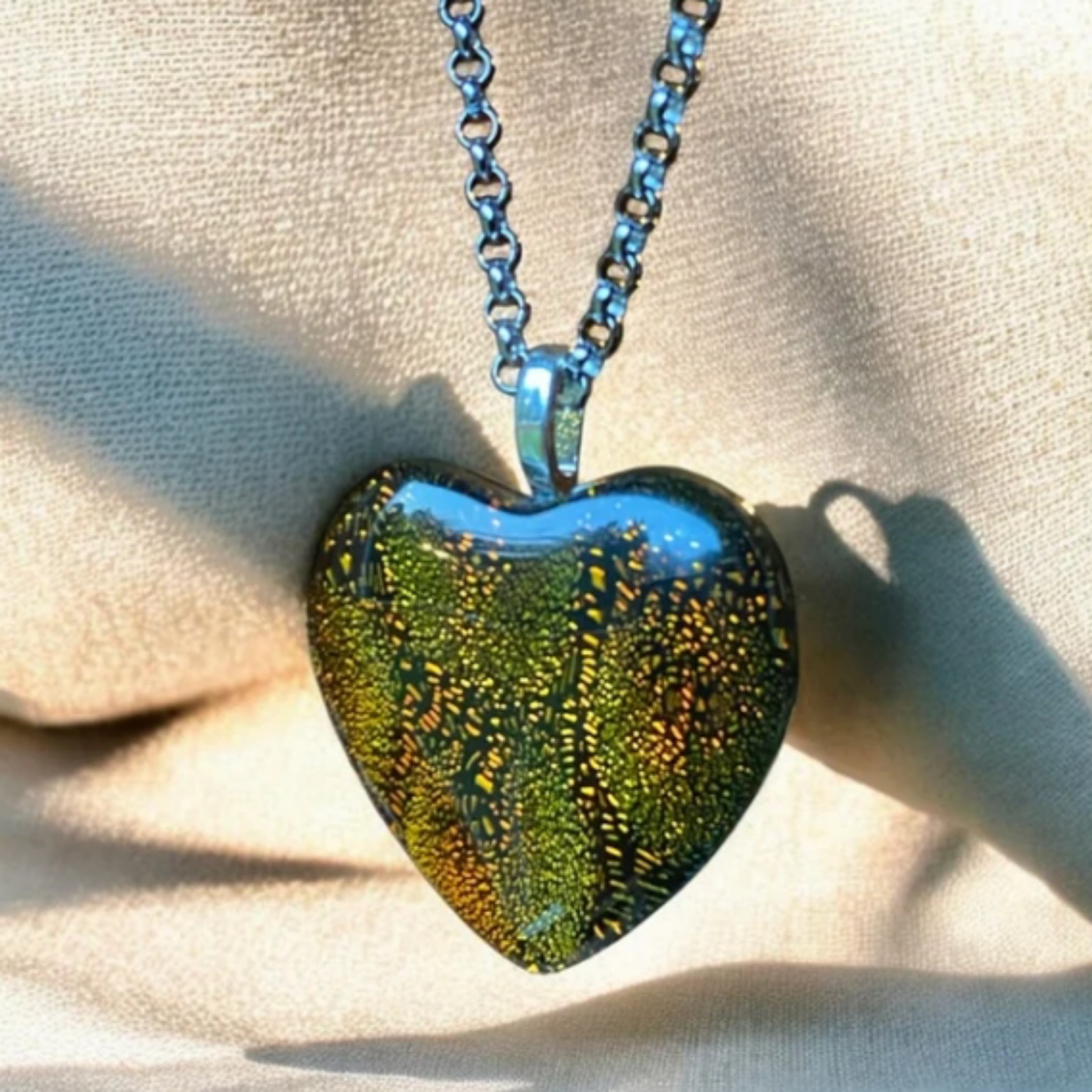 Emerald Fire Heart Necklace