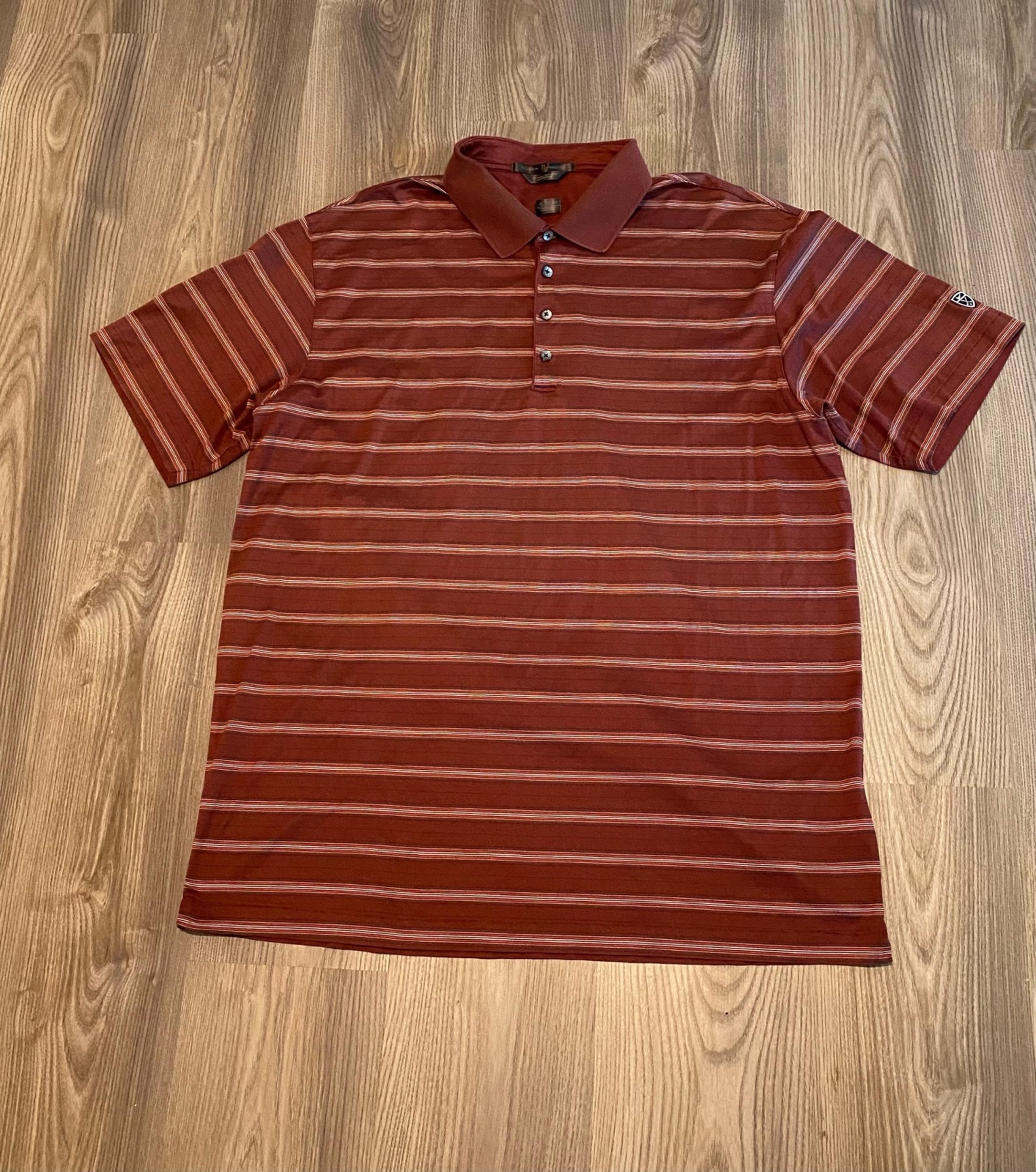 Tiger Woods Double Mercerized Stripe Maroon Polo Mens size 2XL Golf XXL