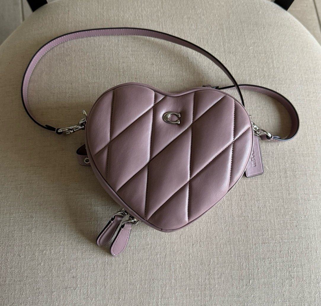COACH Heart Crossbody With Quilting Soft Purple