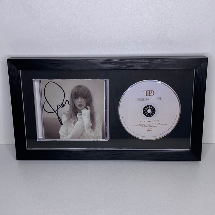SIGNED Taylor Swift The Tortured Poets Department CD Autograph 7x12 in Frame