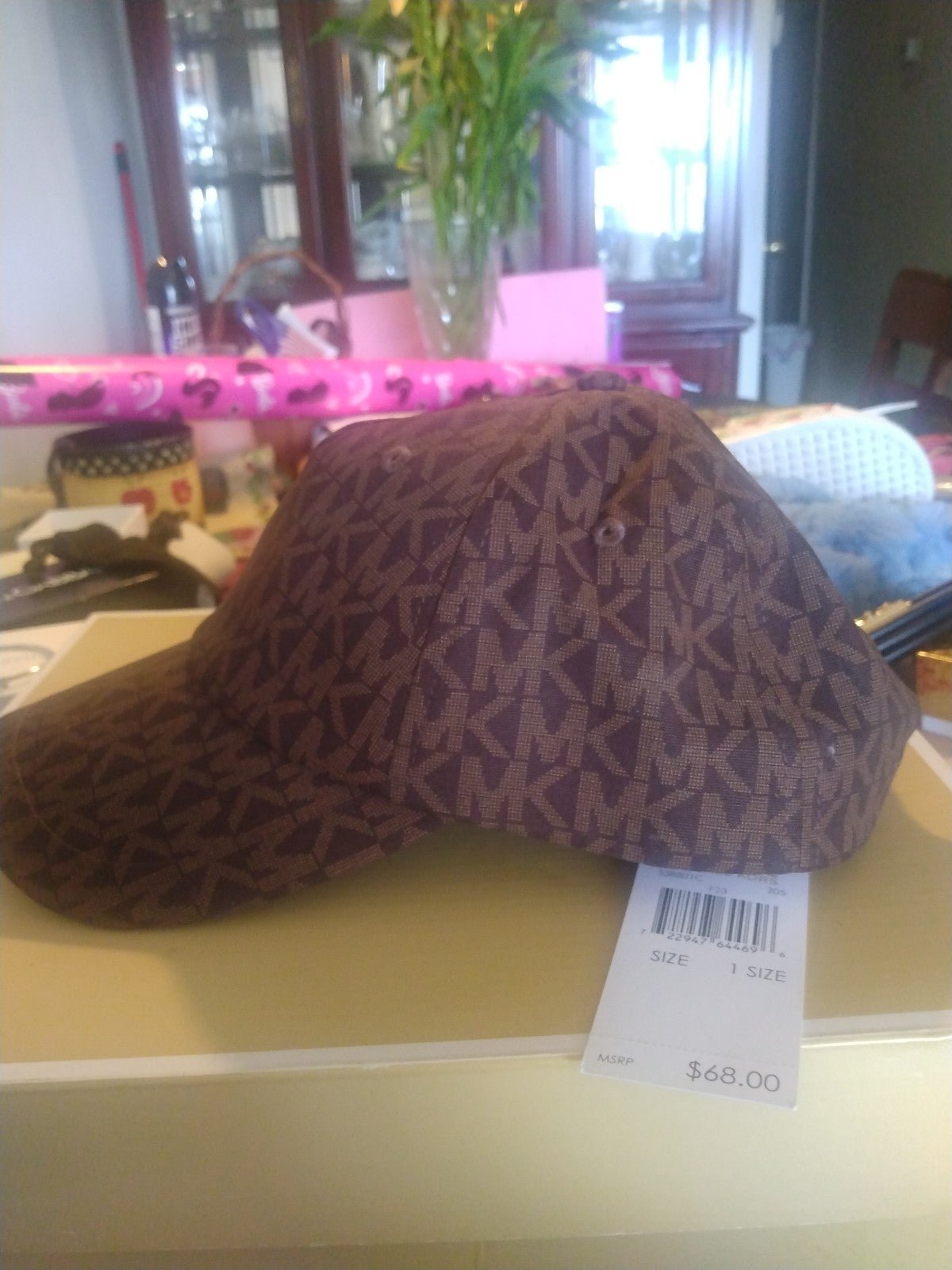 Michael Kors Brown Mk Logo Adjustable Hat New