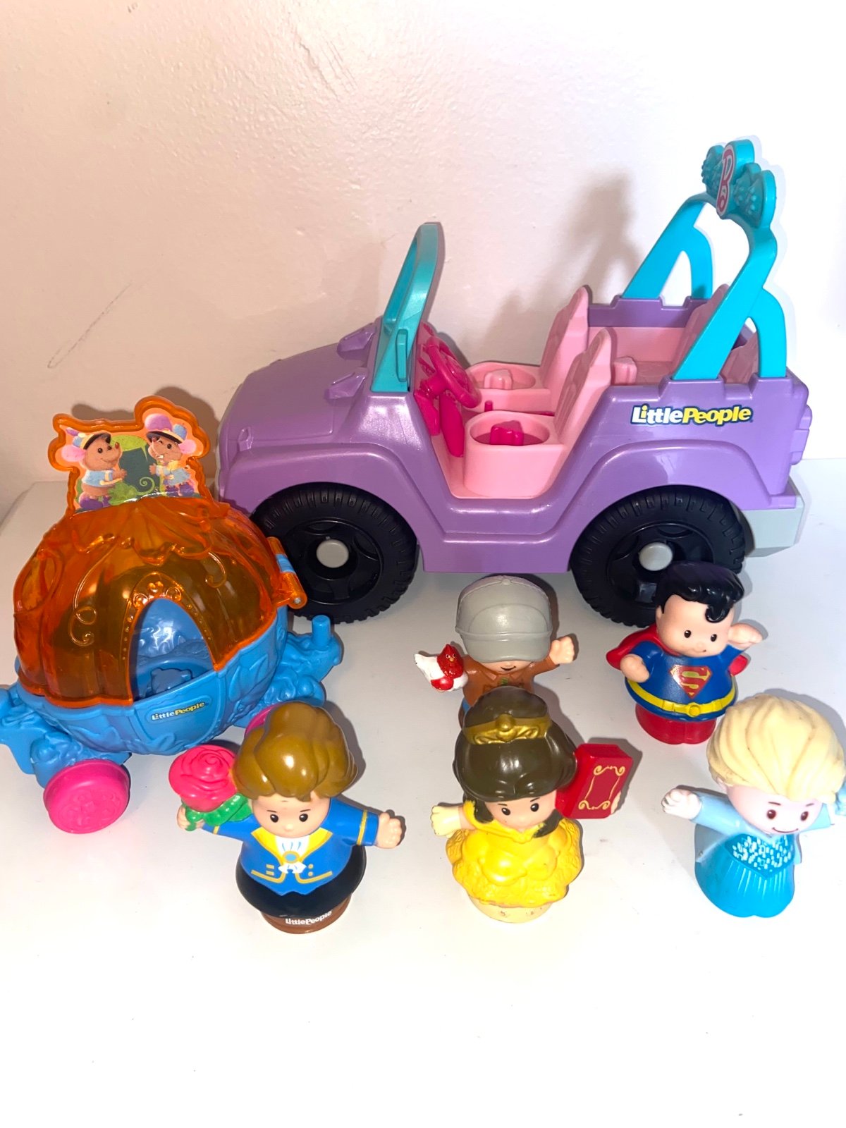 Lot of 7 Fisher Price Little People Cinderella Disney Princess Parade Barbie Bel
