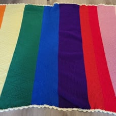 Vintage Rainbow Afghan Apx 79x54 Crochet Blanket Handmade Throw PRIDE