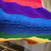 Vintage Rainbow Afghan Apx 79x54 Crochet Blanket Handmade Throw PRIDE