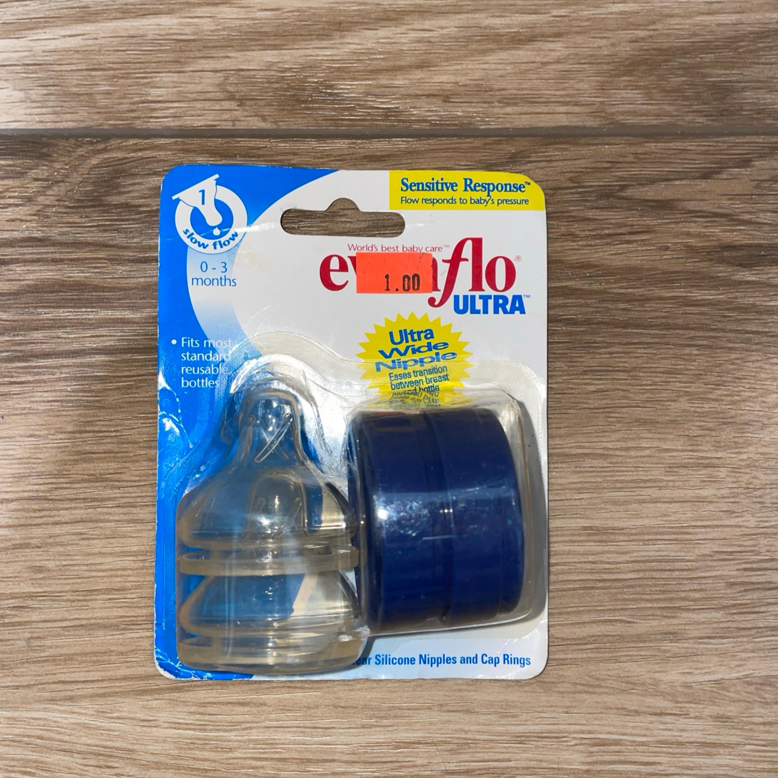 Evenflo Ultra Wide Nipples & Rings for Standard Baby Bottles Slow Flow