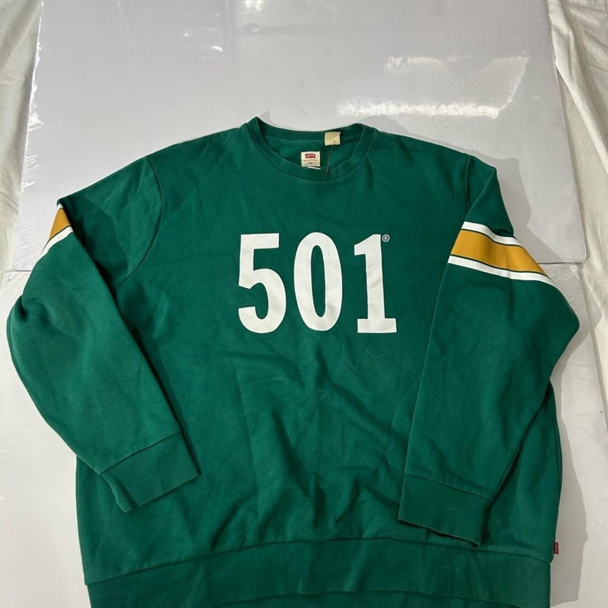Levi's Green Standard Crewneck Pullover Sweater with Bold 501 Print Men XXL 2XL