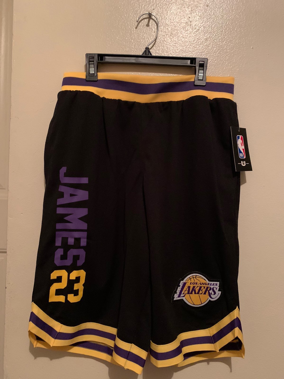Lakers Lebron James Shorts yellow purple