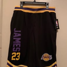 Lakers Lebron James Shorts yellow purple