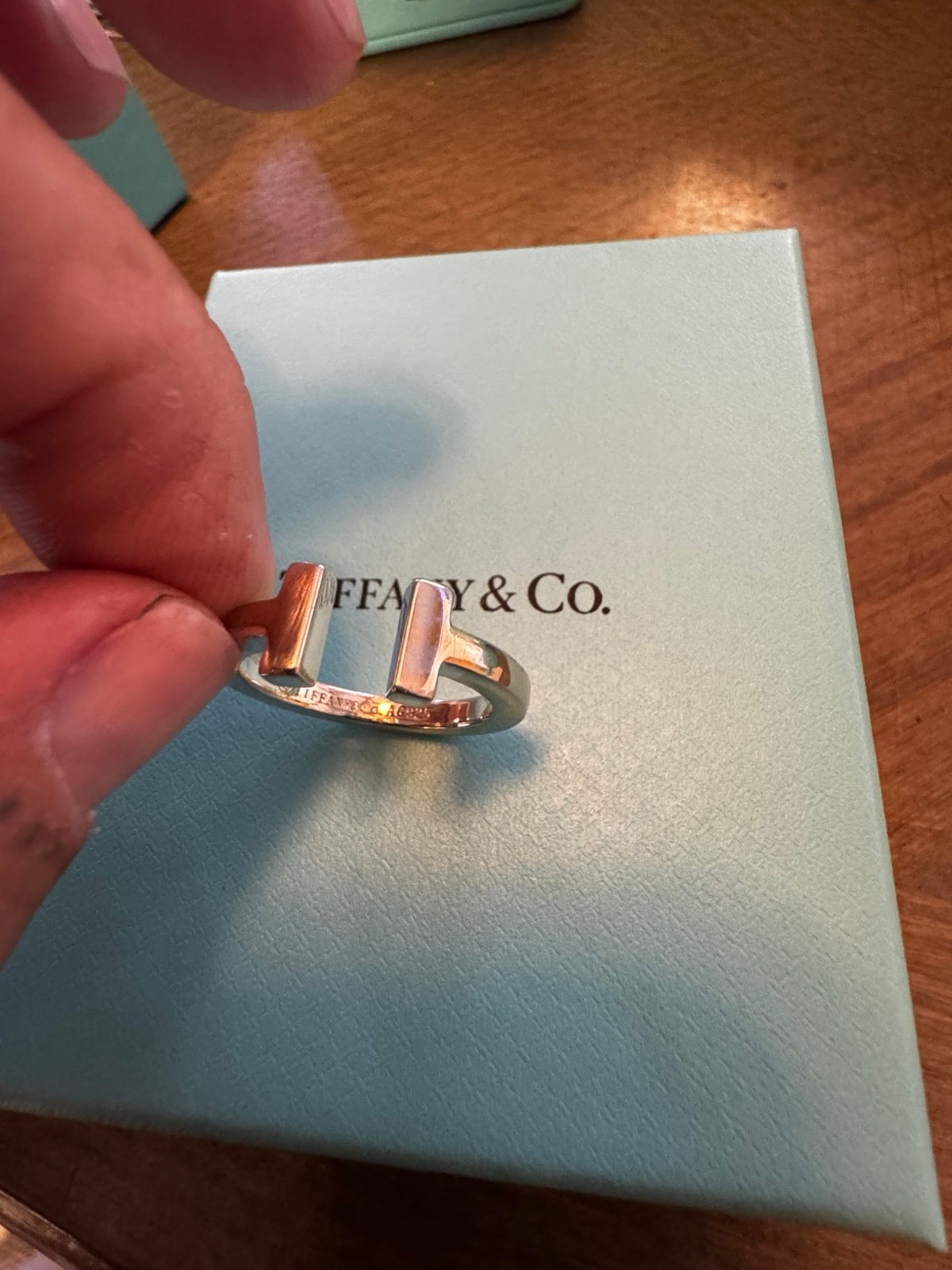 Tiffany & co sterling T square ring