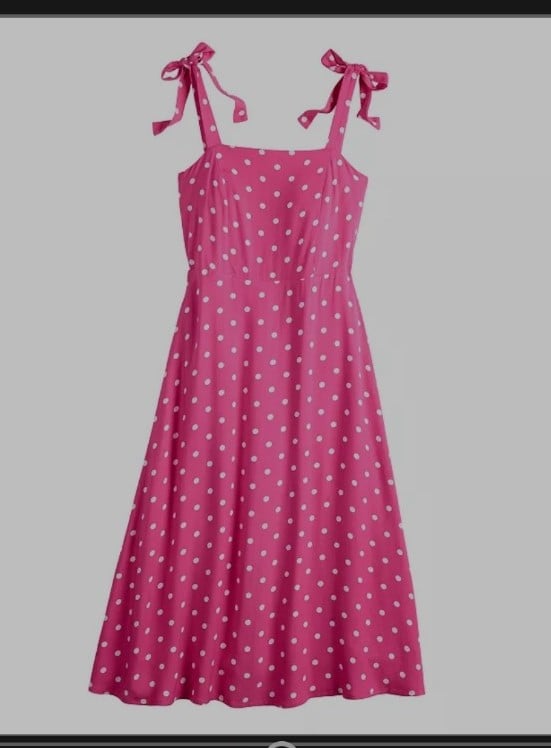 Nwt Draper James Polkadot pink womens XXL bow strap midi dress flirty feminine