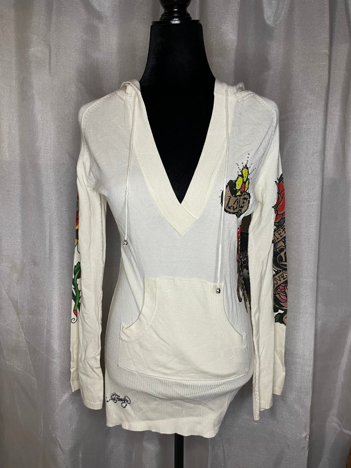 Vintage NEW With Tags White design love Kills Slowly Hoodie Large