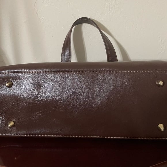 Anna Paola Italian Leather Brown Leather Dorinda Messenger Shoulder Bag