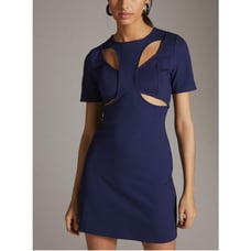 NWT Anthropologie Ponte Cut-Out Mini Dress Size Medium Navy Blue