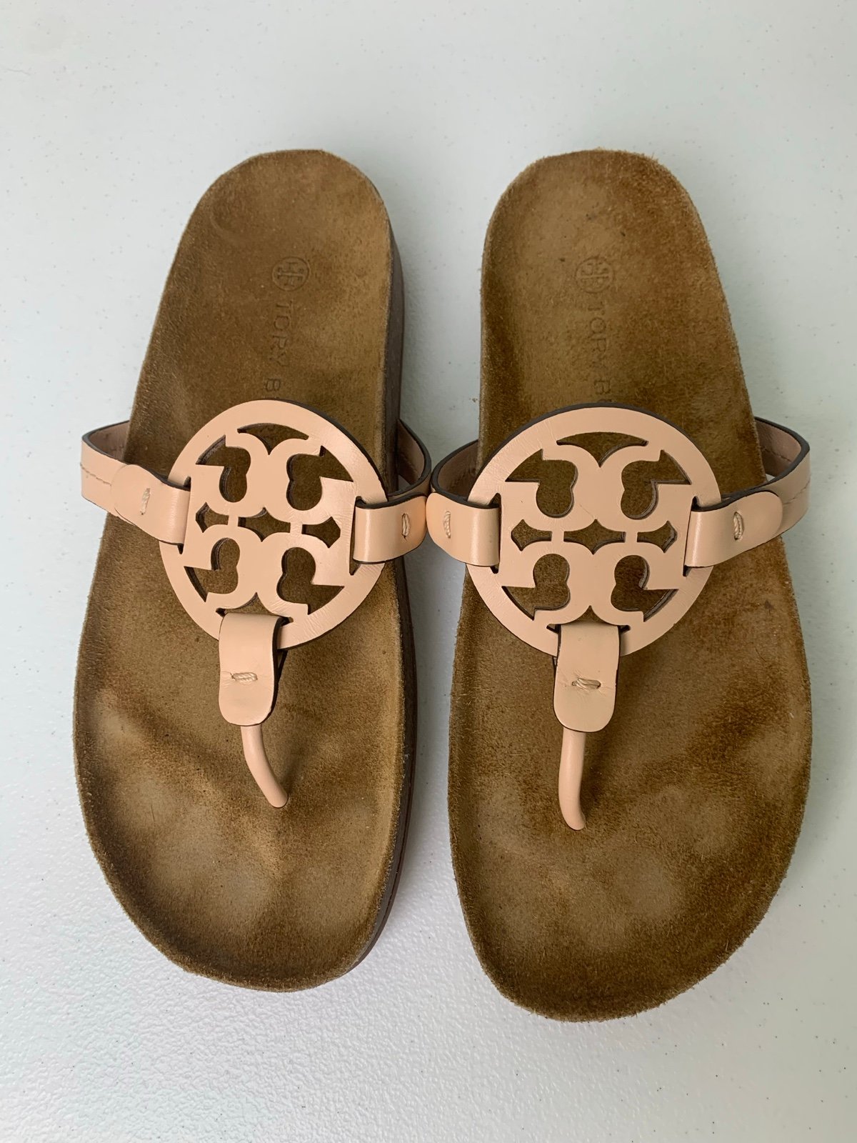 Tory Burch Miller Cloud Leather Sandal Bright Peach/Natural US 8