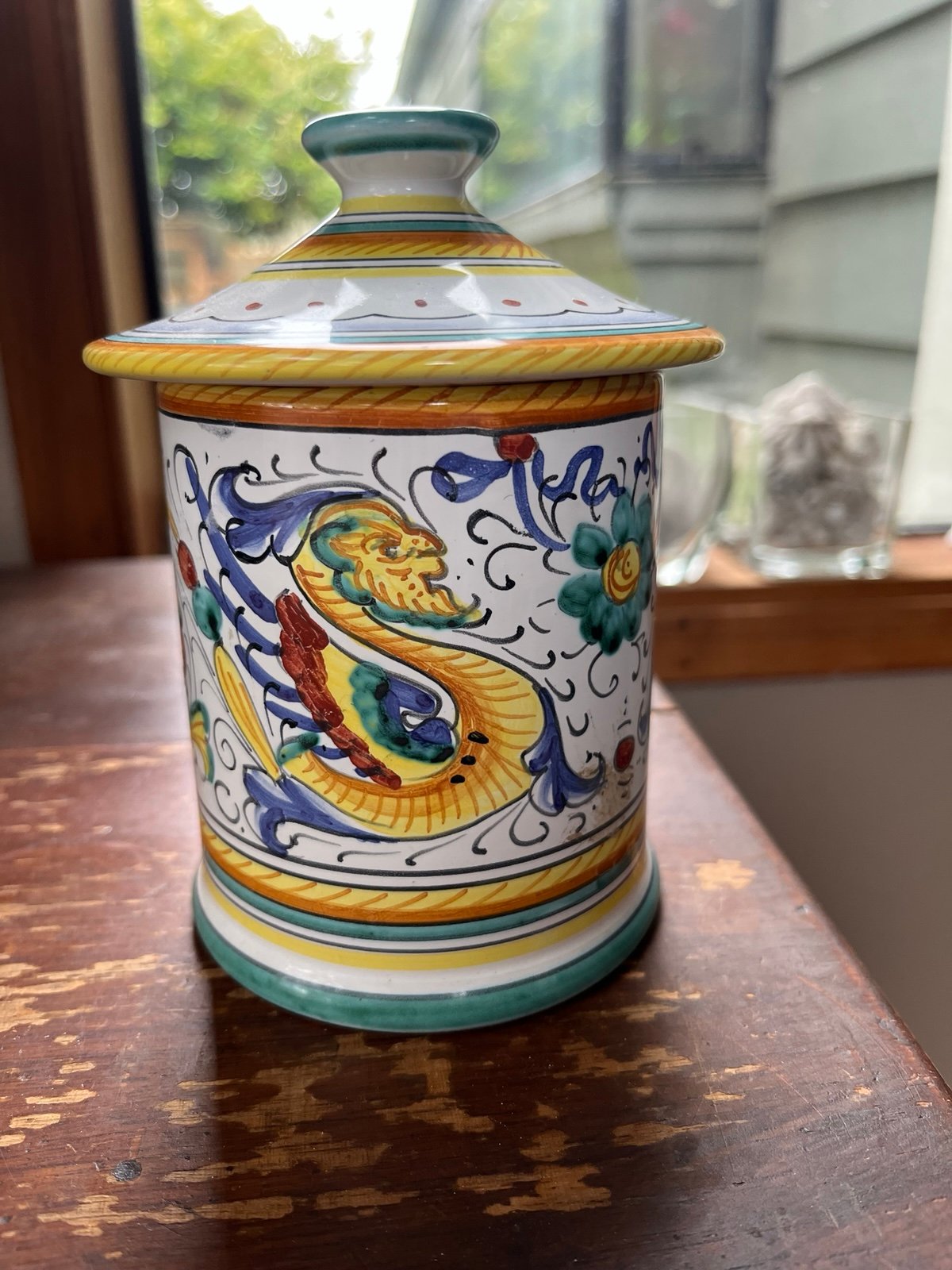 Vintage Sorrento Italy Canister With Lid Handpainted