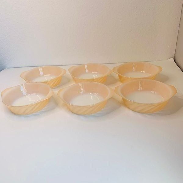 Anchor Hocking Fire King Peach Luster Mini Casserole Dishes Set of 6