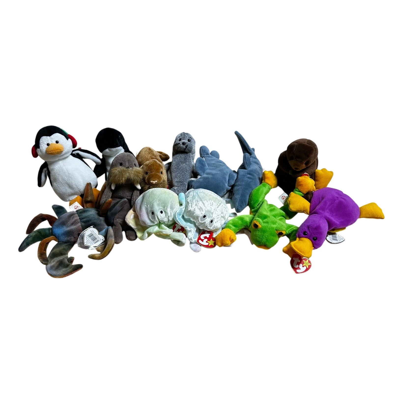 Ty Beanie Baby Lot of 13 Water Animals Near Mint Condition See Description