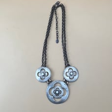 Vintage Rare MB SF Marjorie Baer Silver Necklace Brutalist Steam Punk