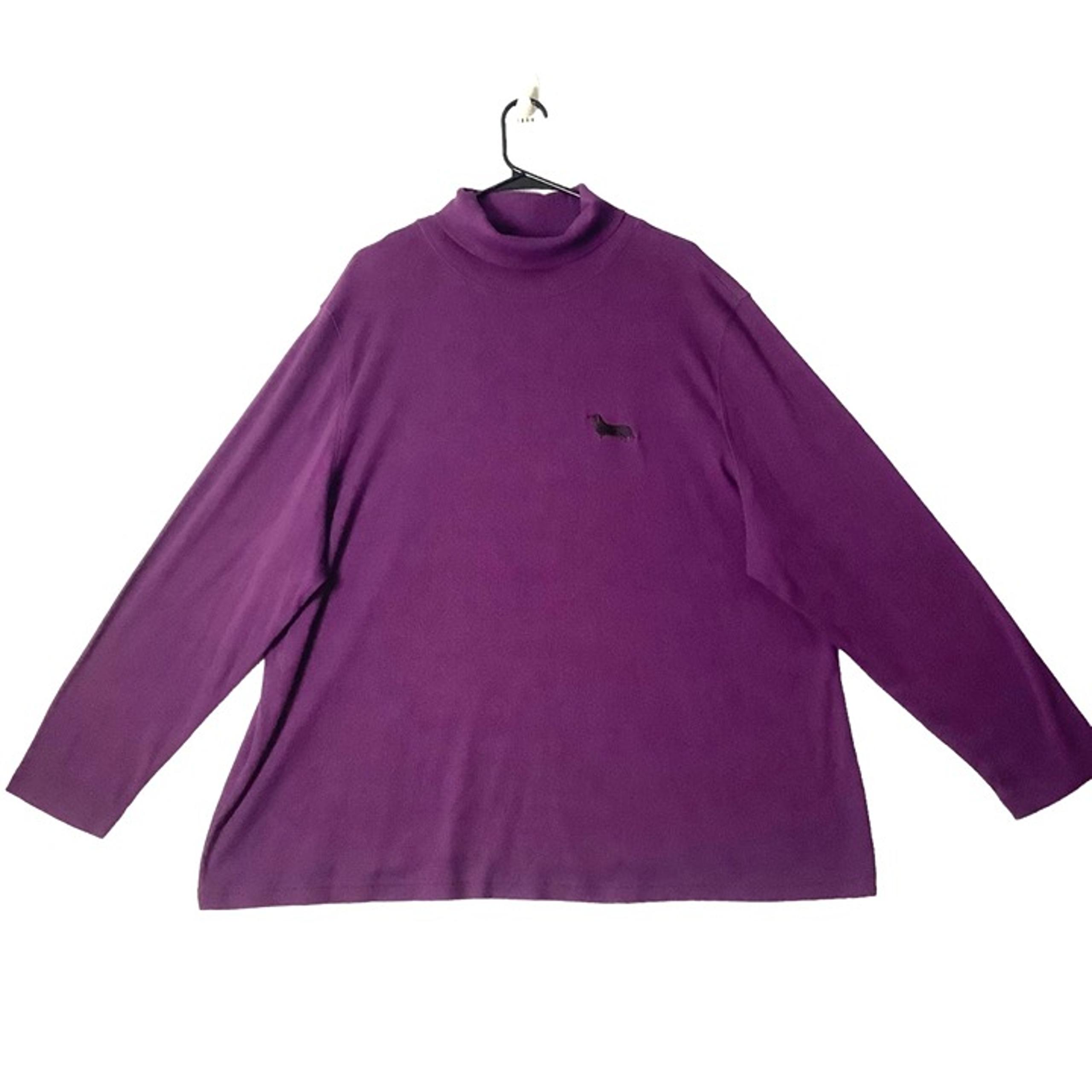 Fashion Bug Turtleneck Shirt Women Size 30 /32 W Purple Dachshund Embroidered