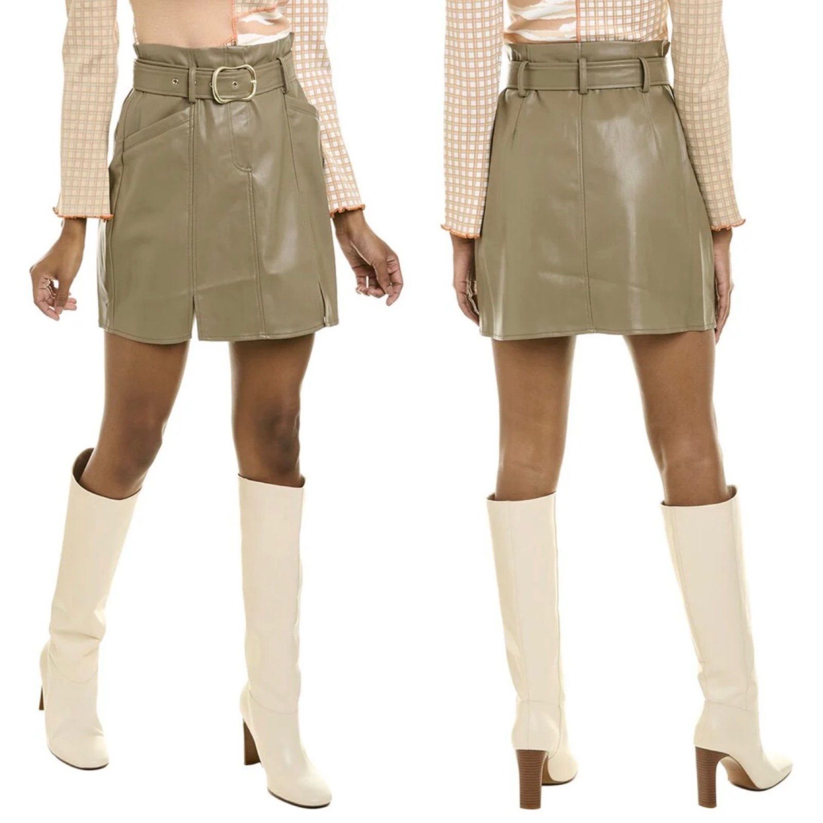 Jonathan Simkhai Jimena Poplar high-rise vegan leather skirt size S small NWT