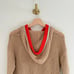 Anthropologie Maeve Hooded Open-Stitch Henley Sweater Brown/Red XS
