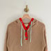 Anthropologie Maeve Hooded Open-Stitch Henley Sweater Brown/Red XS