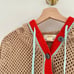 Anthropologie Maeve Hooded Open-Stitch Henley Sweater Brown/Red XS