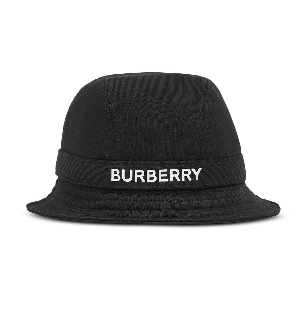 NEW BURBERRY Mens Unisex Logo Jersey Black Bucket Hat Authentic Designer