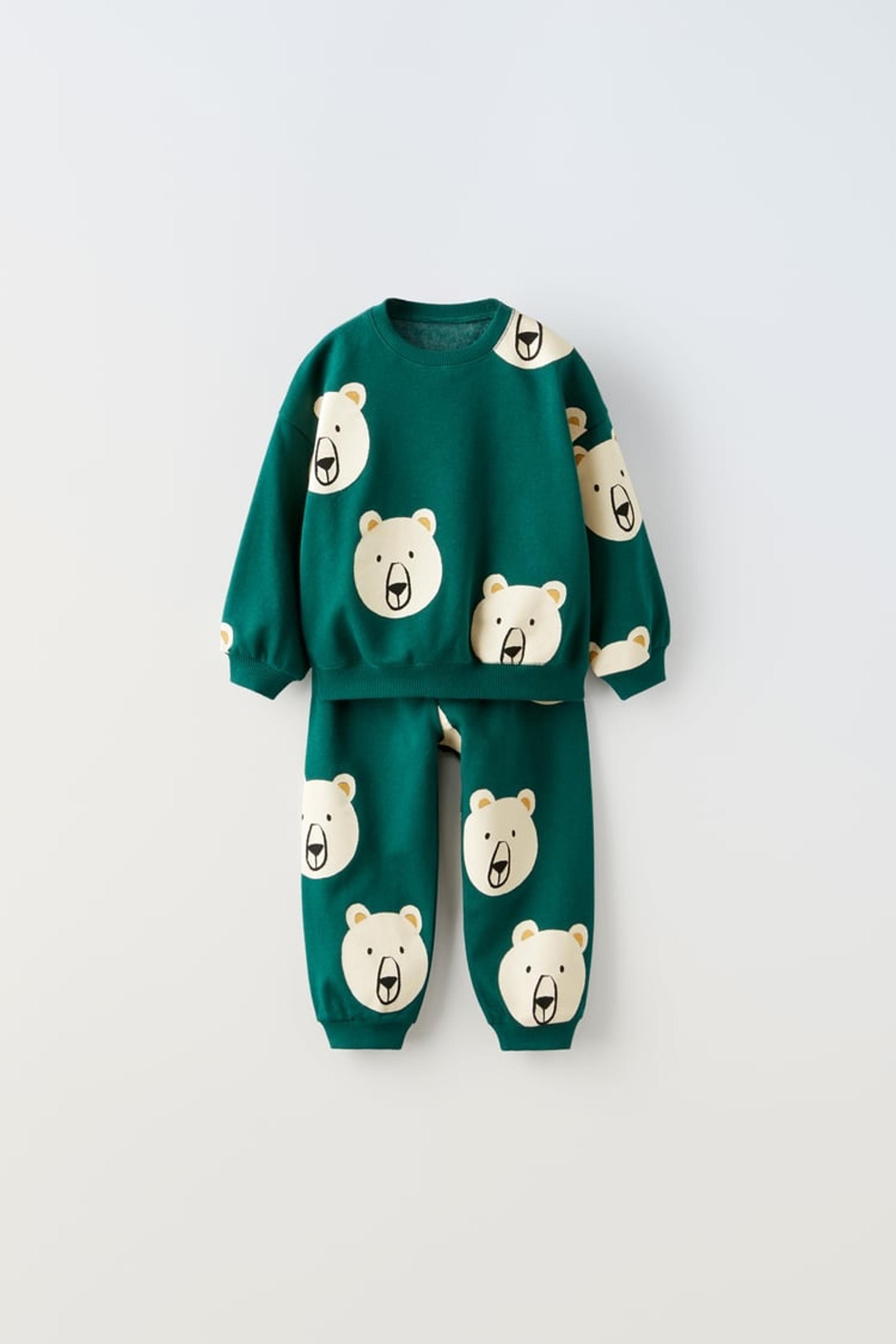 Zara kids boys girls PLUSH BEAR SWEATSHIRT AND PANTS MATCHING SET 2-3 years