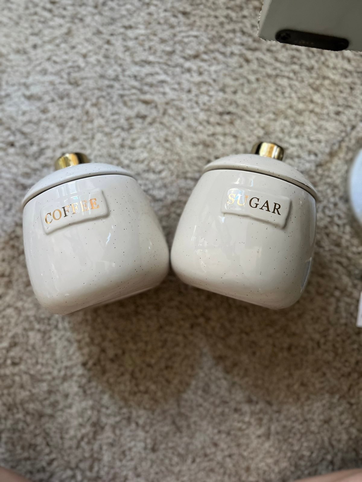 Coffee & Sugar gold speckled canisters